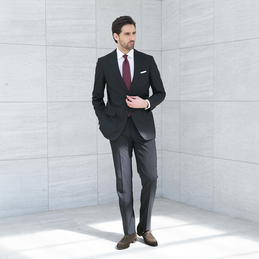 松屋銀座オーダースーツ メンズ 上下セット セットアップ グレー